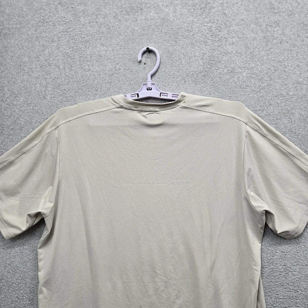 Adidas Men Shirt L Beige JX5410 Activewear Logo Short Sleeve